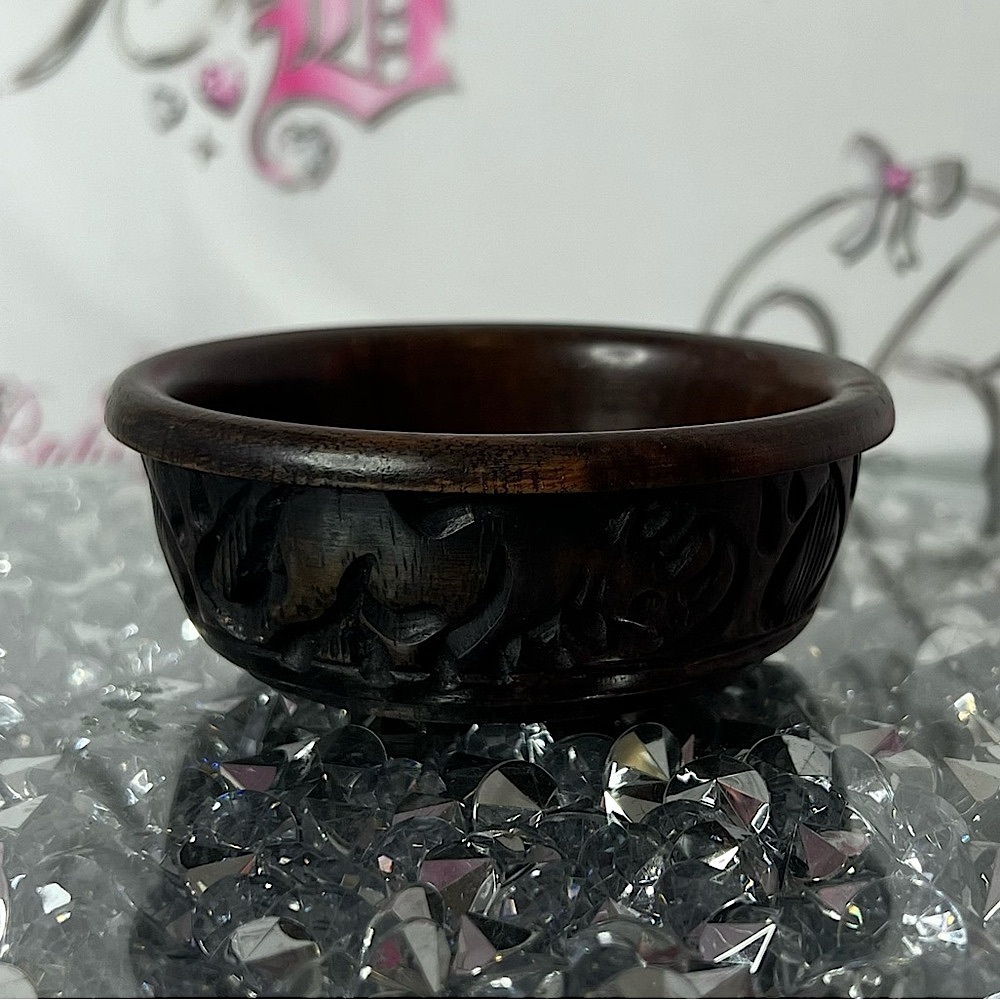 Mini bowl engraved wooden Elegant Dark Brown Carved Bowl